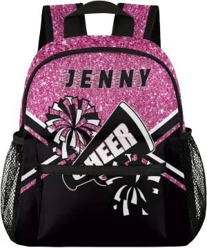 Personalized Kids Cheer Backpack for Girls Boy Cheerleader Backpack Nursery Bookbag Travel Children Lightweight Custom School Bag Rose Red Glitter