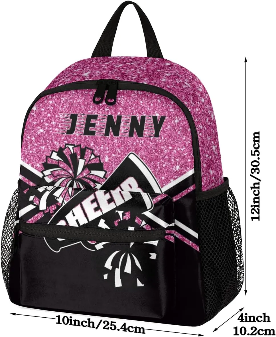 Personalized Kids Cheer Backpack for Girls Boy Cheerleader Backpack Nursery Bookbag Travel Children Lightweight Custom School Bag Rose Red Glitter