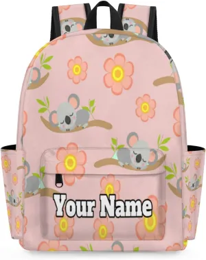Personalized Koala Preschool Toddler Backpack for Boys Girls Custom Kids Name Small Bookbags Kindergarten Elementary Backpack, Cute Cartoon Koala