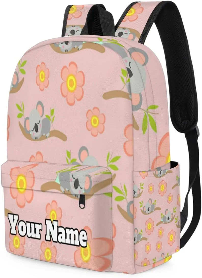 Personalized Koala Preschool Toddler Backpack for Boys Girls Custom Kids Name Small Bookbags Kindergarten Elementary Backpack, Cute Cartoon Koala