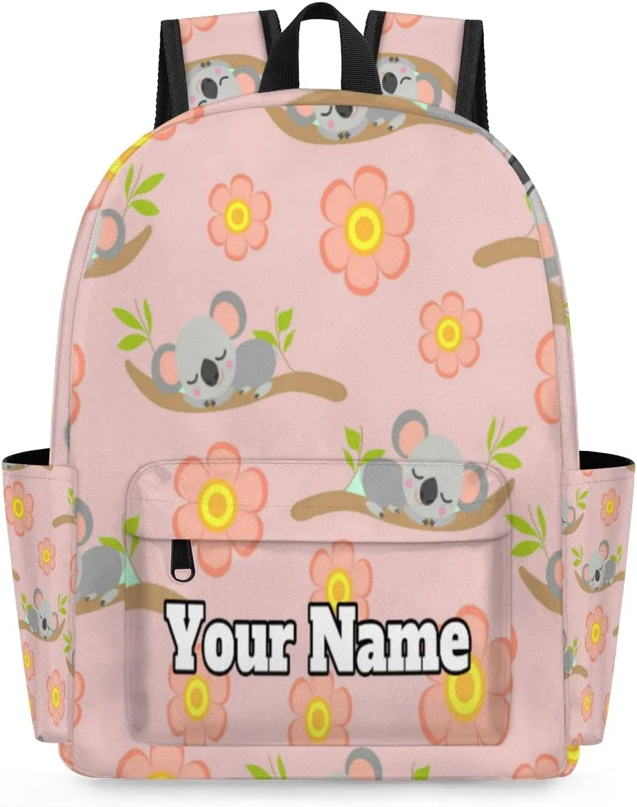 Personalized Koala Preschool Toddler Backpack for Boys Girls Custom Kids Name Small Bookbags Kindergarten Elementary Backpack, Cute Cartoon Koala