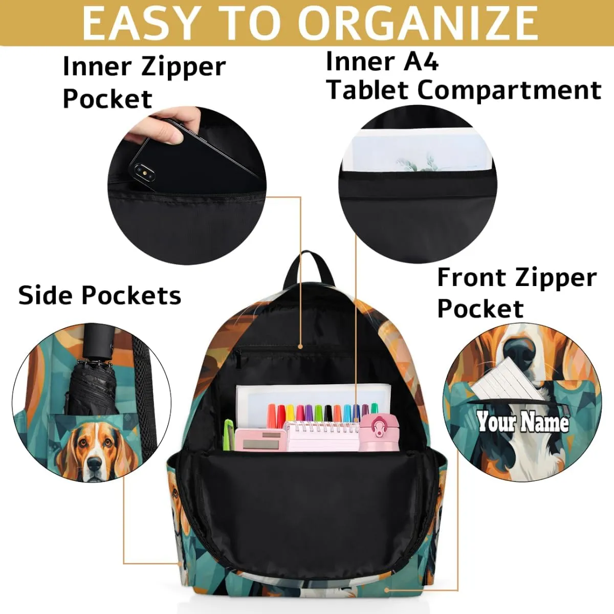 Personalized Labrador Dog Preschool Toddler Backpack for Boys Girls Custom Kids Name Small Bookbags Kindergarten Elementary Backpack, Dog Print