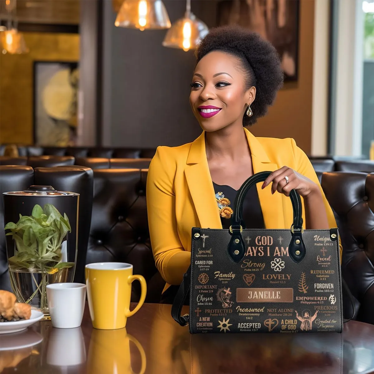 Personalized Leather Handbag For Women - Matching Design Purses And Wallet - Mothers Day Gifts For Women