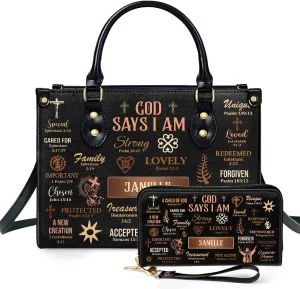 Personalized Leather Handbag For Women - Matching Design Purses And Wallet - Mothers Day Gifts For Women