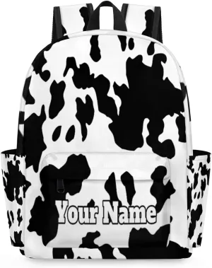 Personalized Milk Cow Print Preschool Toddler Backpack for Boys Girls Custom Kids Name Small Bookbags Kindergarten Elementary Backpack, Farm Animal