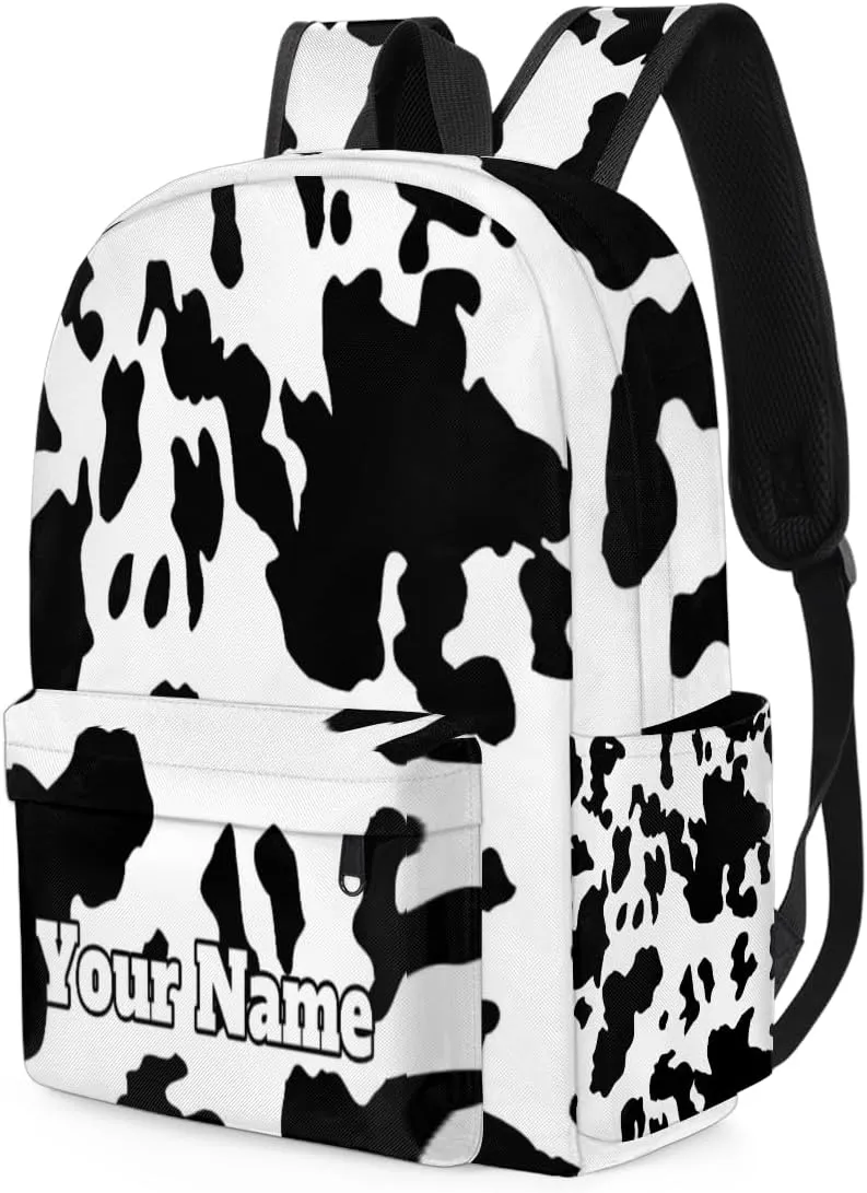 Personalized Milk Cow Print Preschool Toddler Backpack for Boys Girls Custom Kids Name Small Bookbags Kindergarten Elementary Backpack, Farm Animal