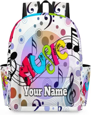Personalized Music Theme Preschool Toddler Backpack for Boys Girls Custom Kids Name Small Bookbags Kindergarten Elementary Backpack, Musical Note