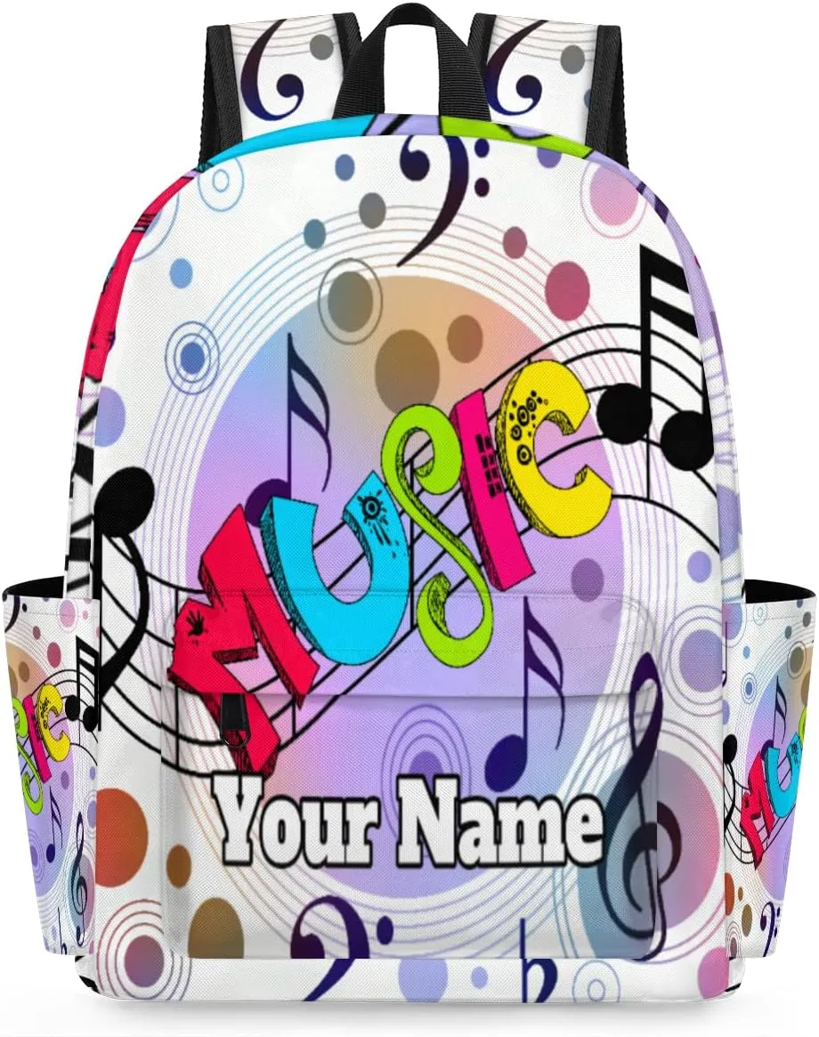 Personalized Music Theme Preschool Toddler Backpack for Boys Girls Custom Kids Name Small Bookbags Kindergarten Elementary Backpack, Musical Note