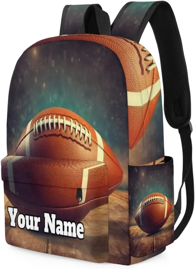 Personalized Rugby Football Preschool Toddler Backpack for Boys Girls Custom Kids Name Small Bookbags Kindergarten Elementary Backpack, Sport Ball