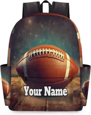 Personalized Rugby Football Preschool Toddler Backpack for Boys Girls Custom Kids Name Small Bookbags Kindergarten Elementary Backpack, Sport Ball