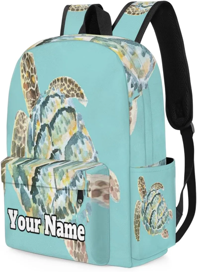 Personalized Sea Turtle Preschool Toddler Backpack for Boys Girls Custom Kids Name Small Bookbags Kindergarten Elementary Backpack, Cute Turtle