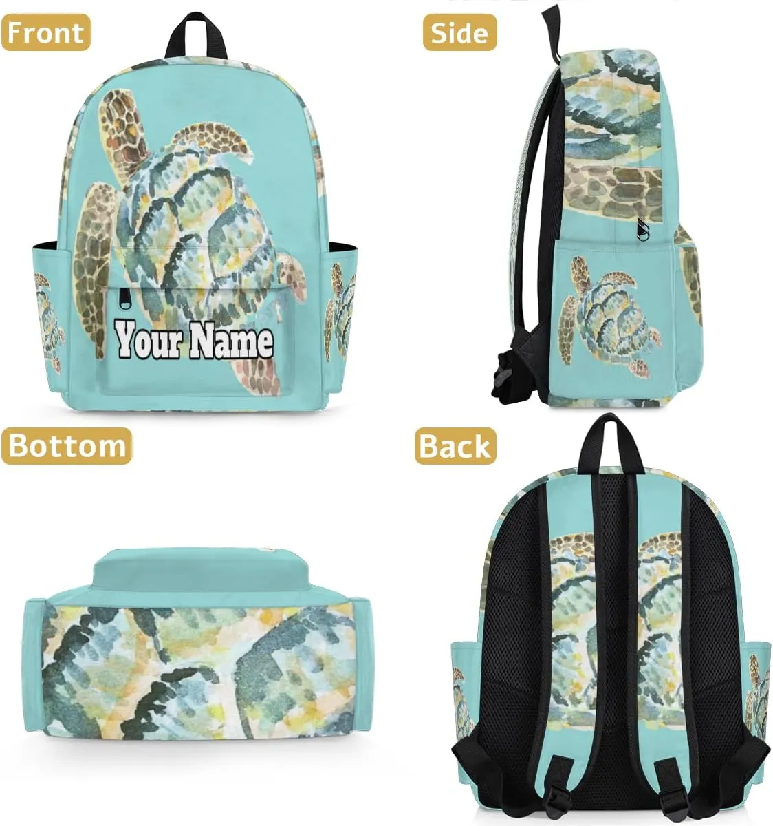 Personalized Sea Turtle Preschool Toddler Backpack for Boys Girls Custom Kids Name Small Bookbags Kindergarten Elementary Backpack, Cute Turtle