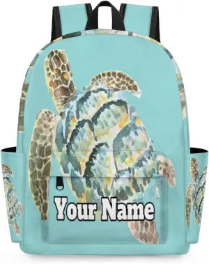 Personalized Sea Turtle Preschool Toddler Backpack for Boys Girls Custom Kids Name Small Bookbags Kindergarten Elementary Backpack, Cute Turtle