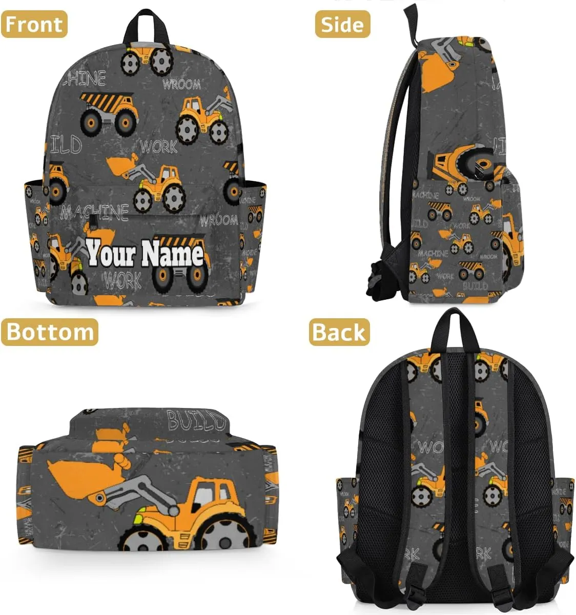 Personalized Seamless Pattern Preschool Toddler Backpack for Boys Girls Custom Kids Name Small Bookbags Kindergarten Elementary Backpack, Cars