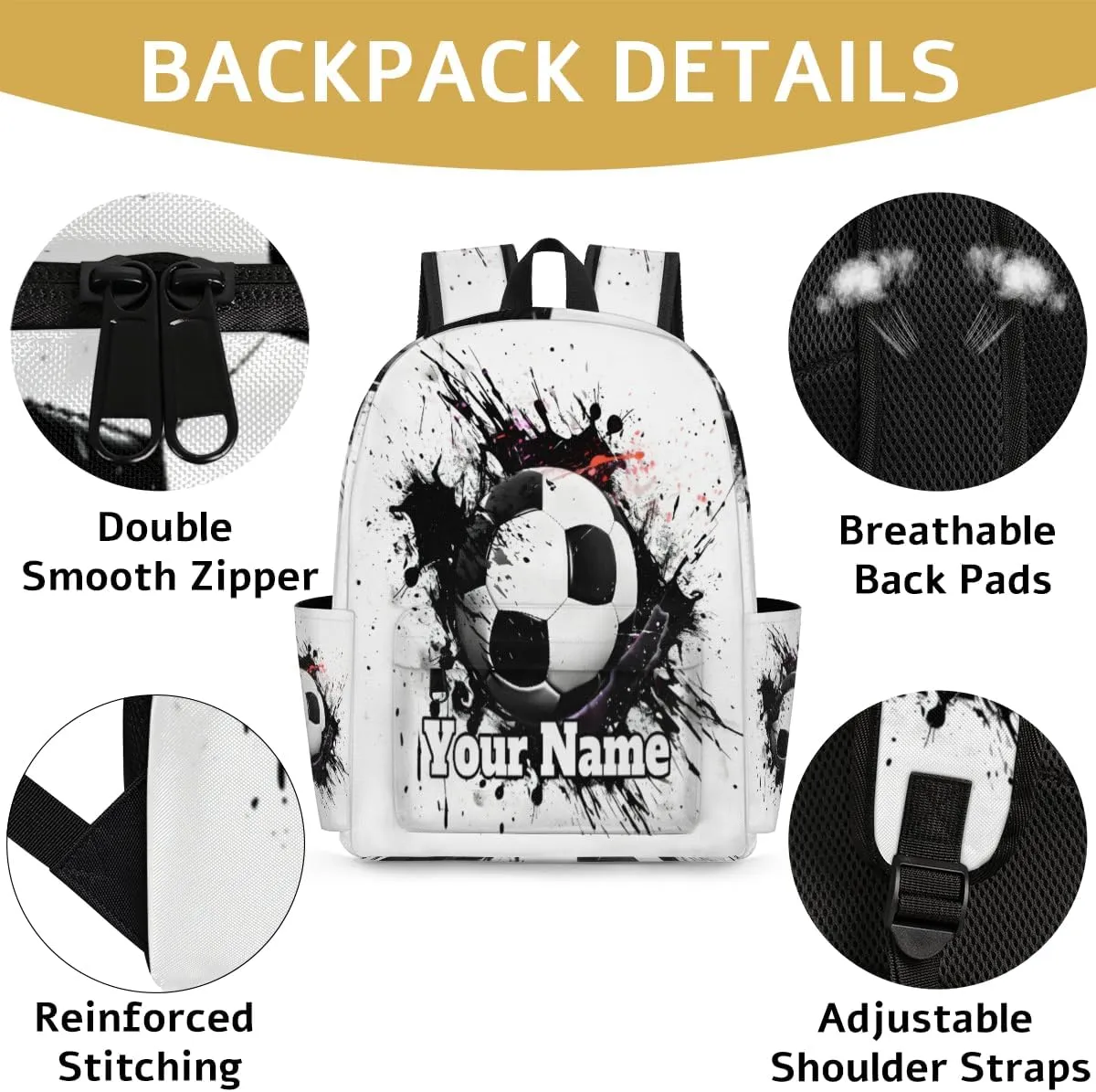 Personalized Soccer Theme Preschool Toddler Backpack for Boys Girls Custom Kids Name Small Bookbags Kindergarten Elementary Backpack, Ball Soccer