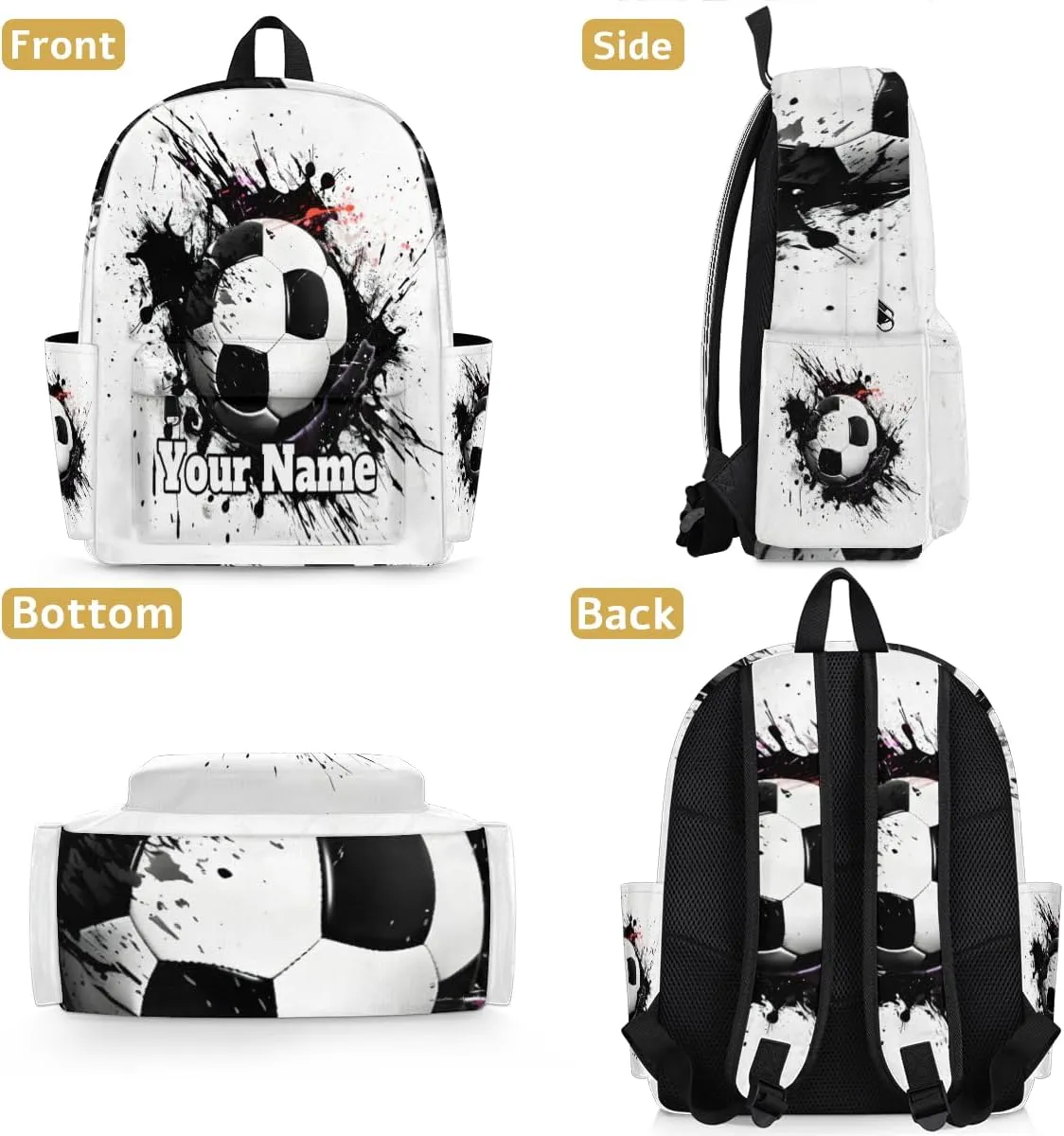 Personalized Soccer Theme Preschool Toddler Backpack for Boys Girls Custom Kids Name Small Bookbags Kindergarten Elementary Backpack, Ball Soccer