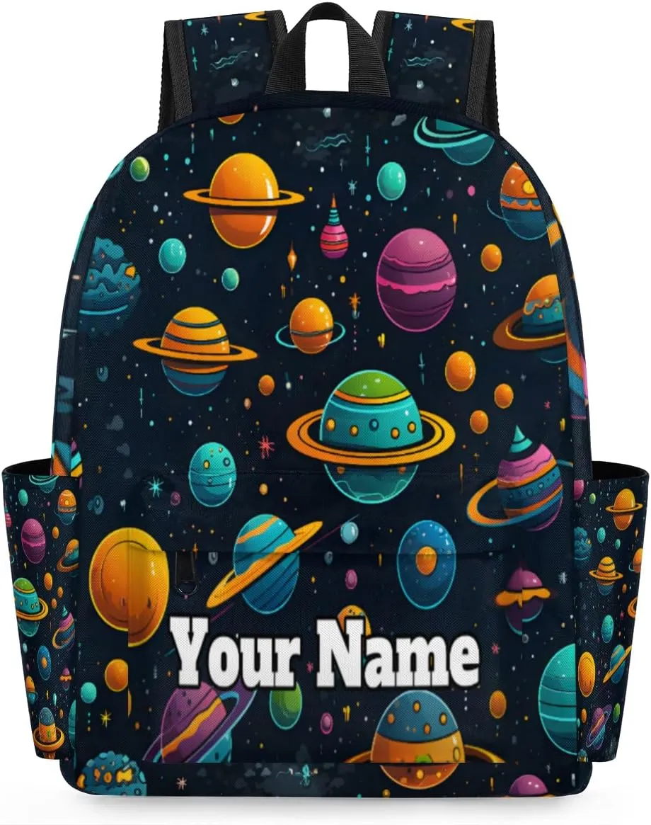 Personalized Solar System Preschool Toddler Backpack for Boys Girls Custom Kids Name Small Bookbags Kindergarten Elementary Backpack, Outer Space