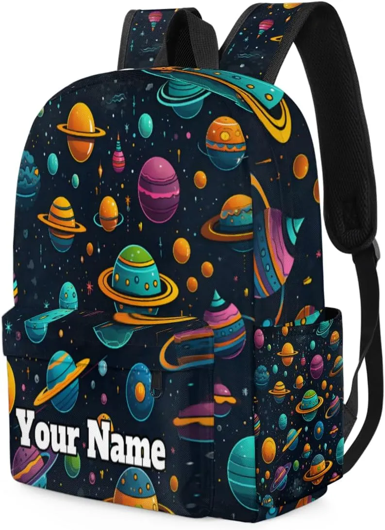 Personalized Solar System Preschool Toddler Backpack for Boys Girls Custom Kids Name Small Bookbags Kindergarten Elementary Backpack, Outer Space