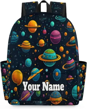 Personalized Solar System Preschool Toddler Backpack for Boys Girls Custom Kids Name Small Bookbags Kindergarten Elementary Backpack, Outer Space