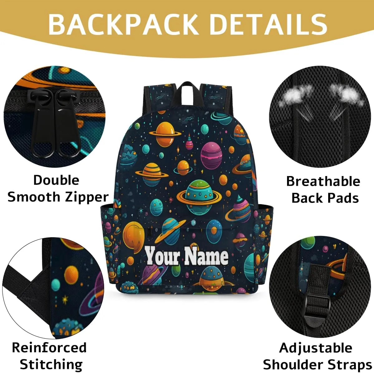 Personalized Solar System Preschool Toddler Backpack for Boys Girls Custom Kids Name Small Bookbags Kindergarten Elementary Backpack, Outer Space