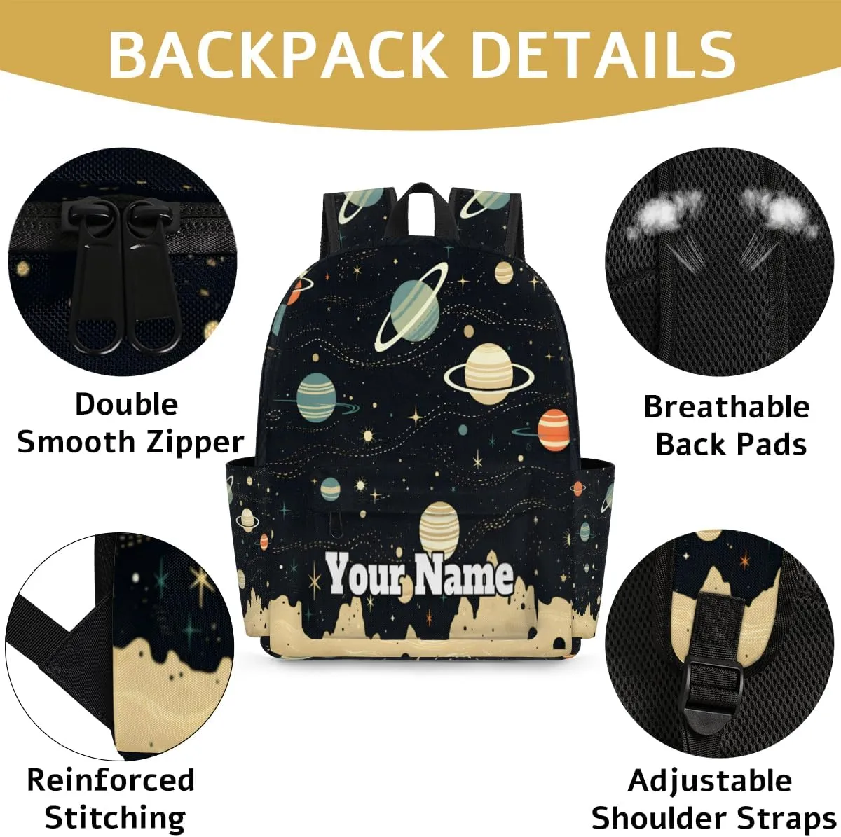 Personalized Space Planet Preschool Toddler Backpack for Boys Girls Custom Kids Name Small Bookbags Kindergarten Elementary Backpack, Galaxy