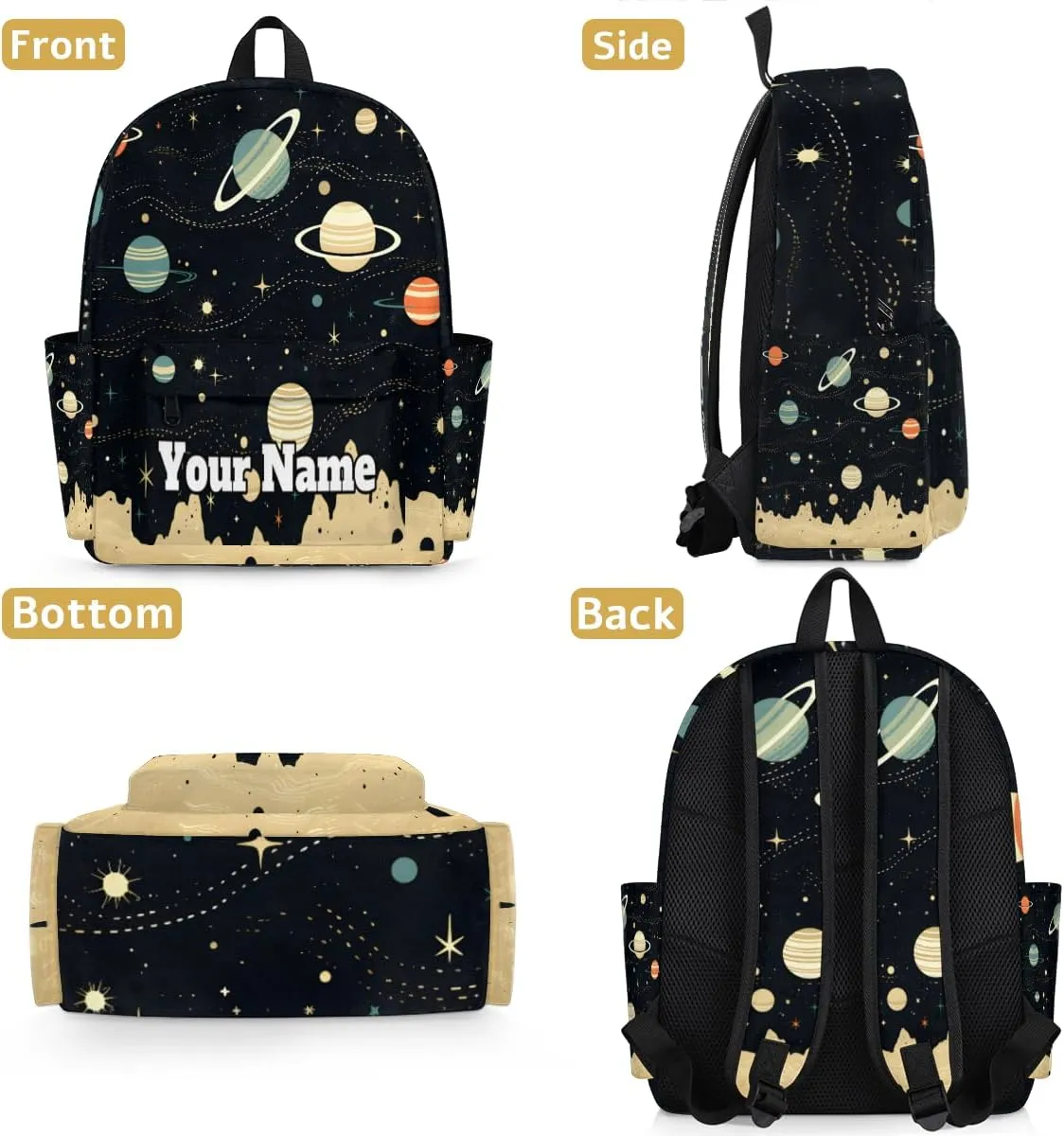 Personalized Space Planet Preschool Toddler Backpack for Boys Girls Custom Kids Name Small Bookbags Kindergarten Elementary Backpack, Galaxy