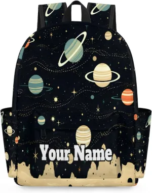 Personalized Space Planet Preschool Toddler Backpack for Boys Girls Custom Kids Name Small Bookbags Kindergarten Elementary Backpack, Galaxy