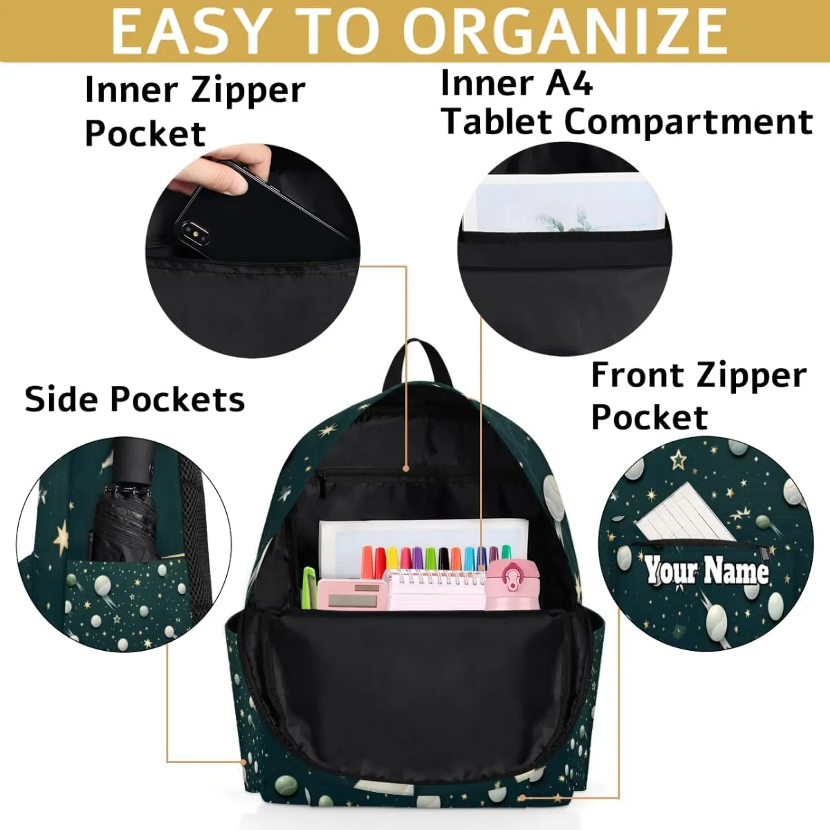 Personalized Sports Ball Preschool Toddler Backpack for Boys Girls Custom Kids Name Small Bookbags Kindergarten Elementary Backpack, Sports