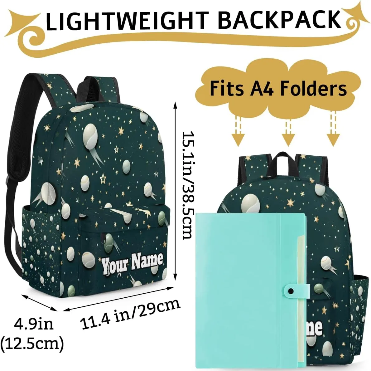 Personalized Sports Ball Preschool Toddler Backpack for Boys Girls Custom Kids Name Small Bookbags Kindergarten Elementary Backpack, Sports