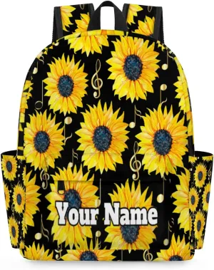 Personalized Sunflower Preschool Toddler Backpack for Boys Girls Custom Kids Name Small Bookbags Kindergarten Elementary Backpack, Music Note
