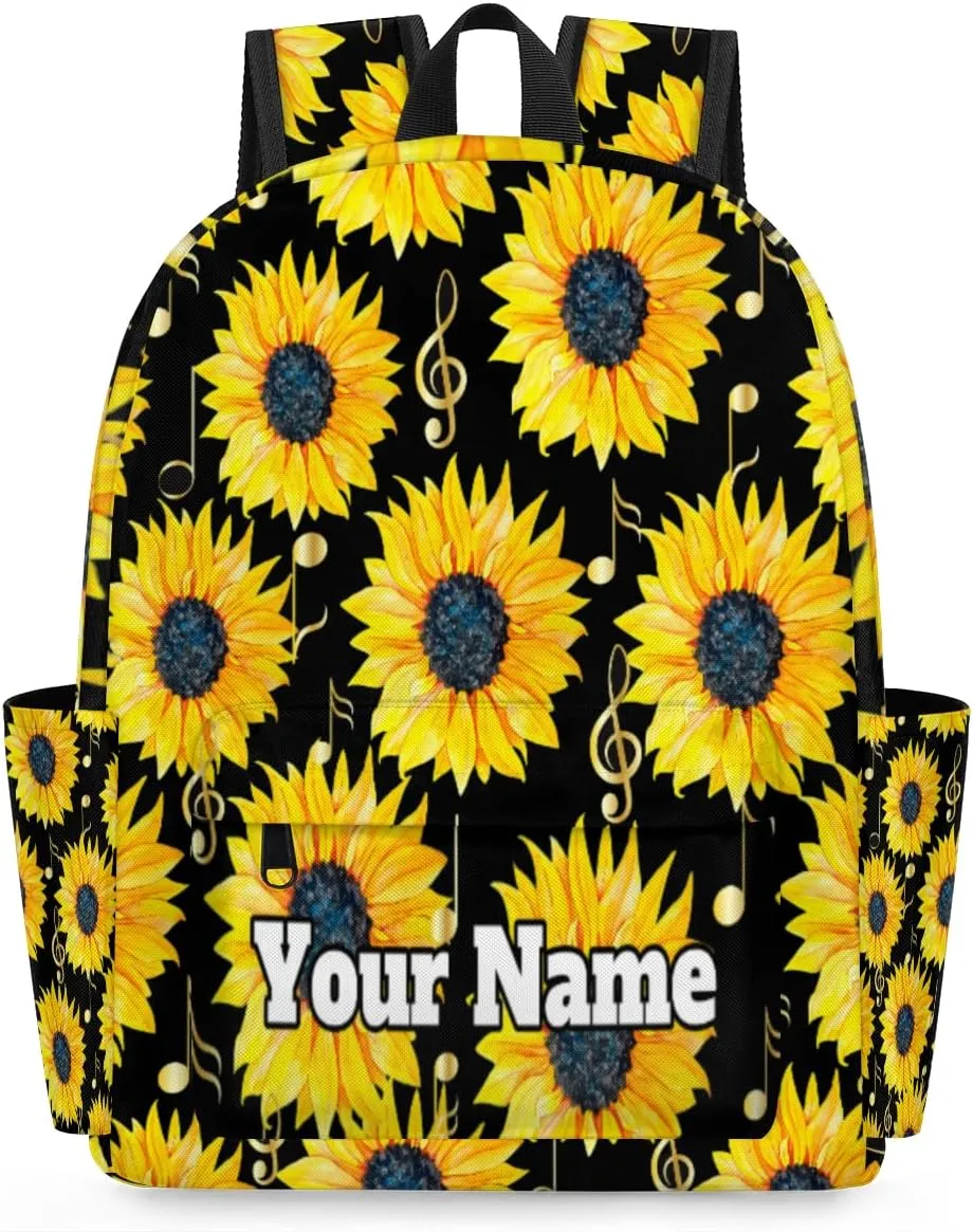 Personalized Sunflower Preschool Toddler Backpack for Boys Girls Custom Kids Name Small Bookbags Kindergarten Elementary Backpack, Music Note