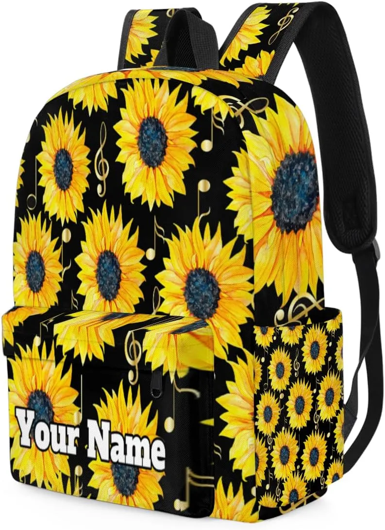 Personalized Sunflower Preschool Toddler Backpack for Boys Girls Custom Kids Name Small Bookbags Kindergarten Elementary Backpack, Music Note