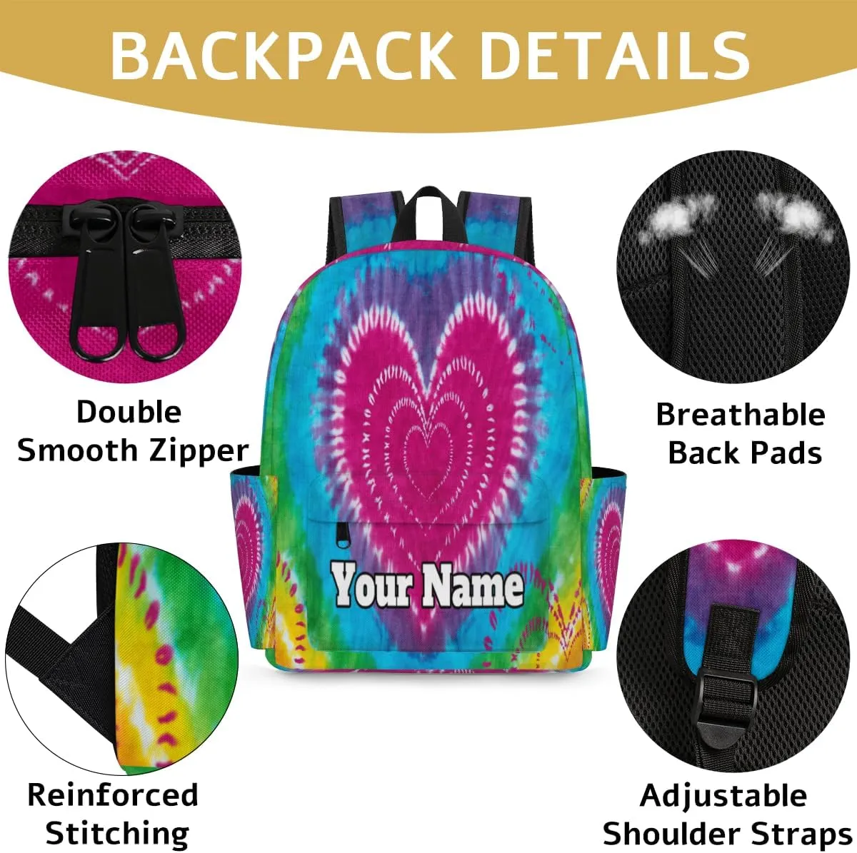 Personalized Tie Dye Design Preschool Toddler Backpack for Boys Girls Custom Kids Name Small Bookbags Kindergarten Elementary Backpack, Tie Dye