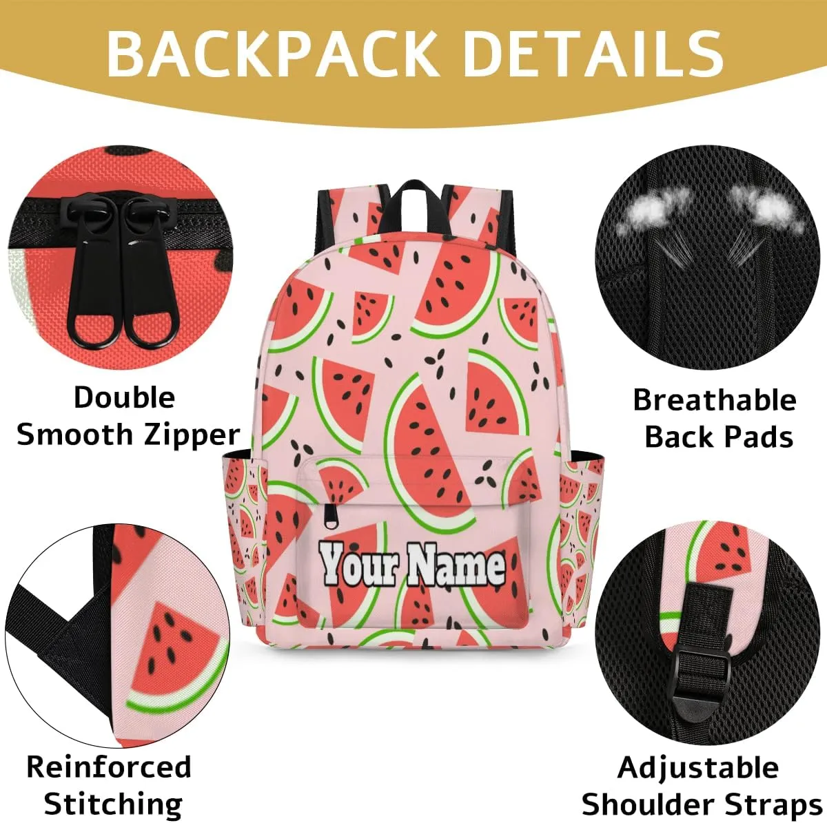 Personalized Watermelon Preschool Toddler Backpack for Boys Girls Custom Kids Name Small Bookbags Kindergarten Elementary Backpack, Summer Fruit Watermelon
