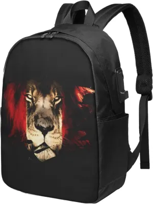Peruvian Peru Flag African Lion Laptop Backpacks Travel Backpack Casual Business Daypack Sport Rucksack Computer Bag Fits up to 17 Inch Notebook with USB Port
