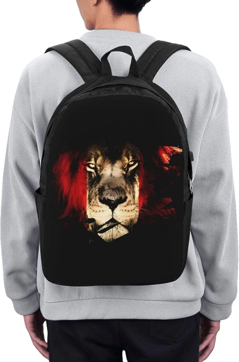 Peruvian Peru Flag African Lion Laptop Backpacks Travel Backpack Casual Business Daypack Sport Rucksack Computer Bag Fits up to 17 Inch Notebook with USB Port