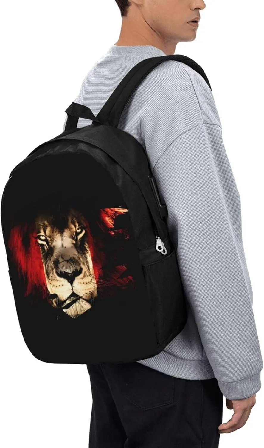 Peruvian Peru Flag African Lion Laptop Backpacks Travel Backpack Casual Business Daypack Sport Rucksack Computer Bag Fits up to 17 Inch Notebook with USB Port