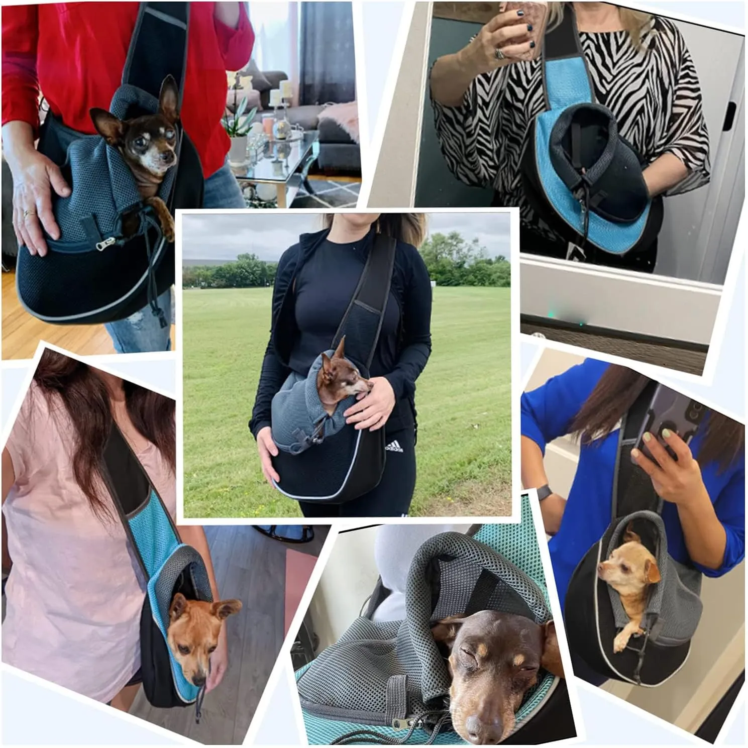 Pet Dog Sling Carrier Puppy Pet Slings Bag for Small Dogs Cats Satchel Carriers Breathable Mesh Hand Free with Adjustable Strap Doggie Crossbody for Outdoor Travel (Red, Small <5 lbs)