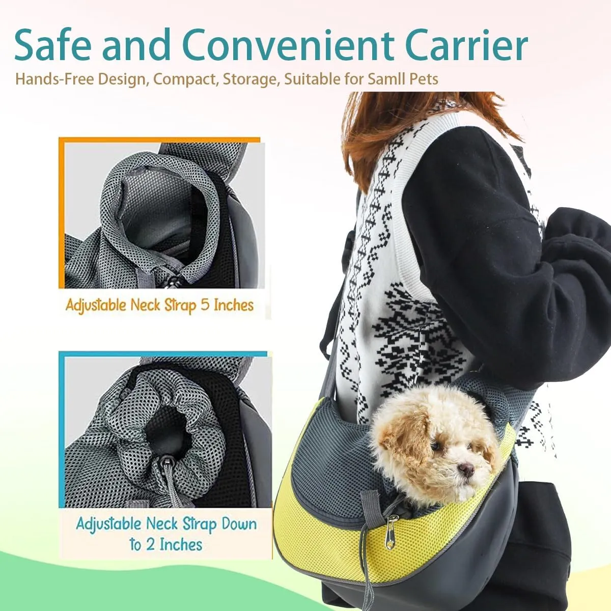 Pet Dog Sling Carrier Puppy Pet Slings Bag for Small Dogs Cats Satchel Carriers Breathable Mesh Hand Free with Adjustable Strap Doggie Crossbody for Outdoor Travel (Red, Small <5 lbs)