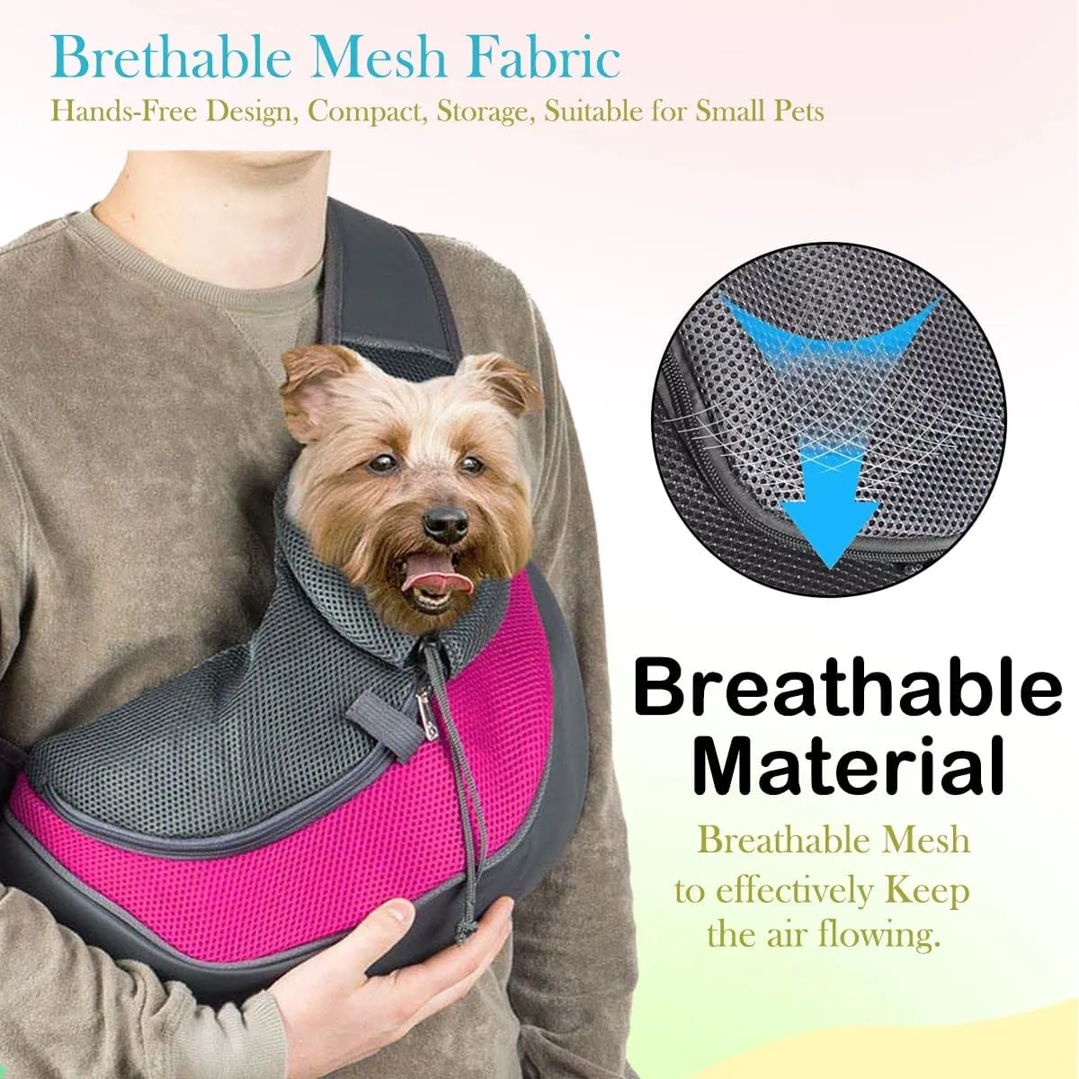 Pet Dog Sling Carrier Puppy Pet Slings Bag for Small Dogs Cats Satchel Carriers Breathable Mesh Hand Free with Adjustable Strap Doggie Crossbody for Outdoor Travel (Red, Small <5 lbs)