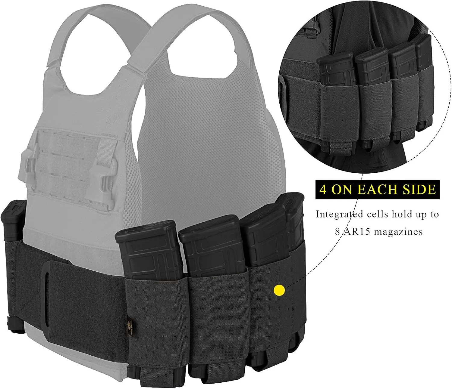 PETAC GEAR Elastic Cummerbund for Tactical Vest Stretch Cummerbund with 8 Pouches for FCPC LBT LBX