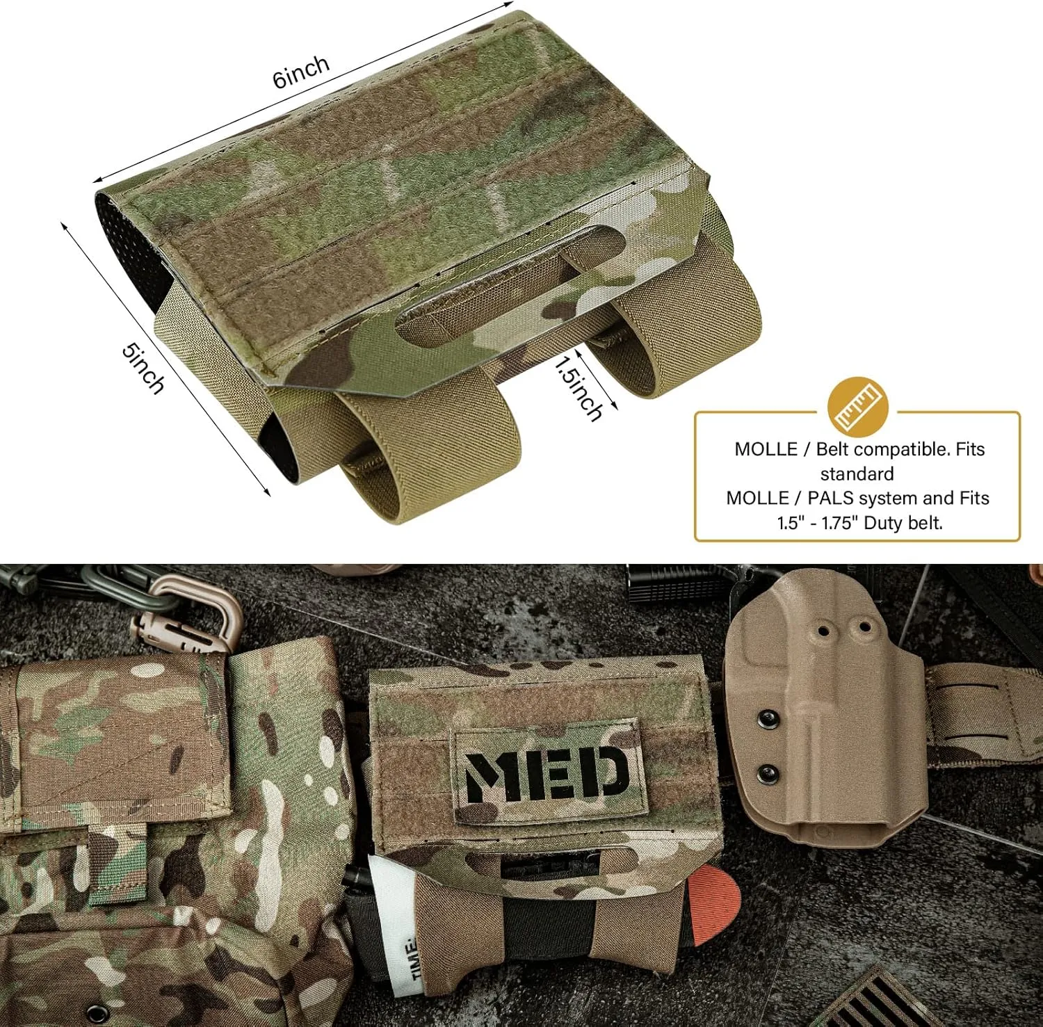 PETAC GEAR Tactical Ifak Pouch,Molle First Aid Micro Trauma Kit Military，Belt Medical Survival Pouches.(Bag Only)