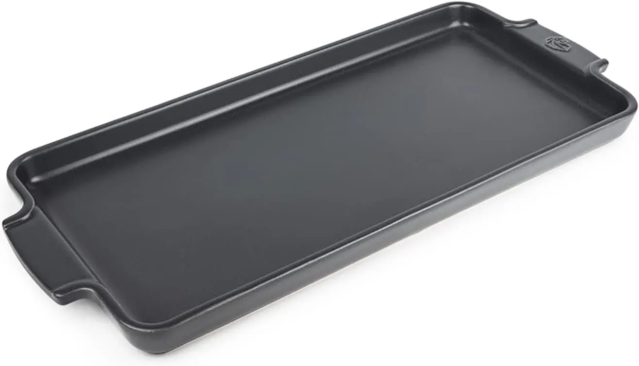 Peugeot - Appolia Appetizer Platter - Ceramic Plate for Aperitifs and Sweets with Handles - Slate, 40.2cm x 17.8cm