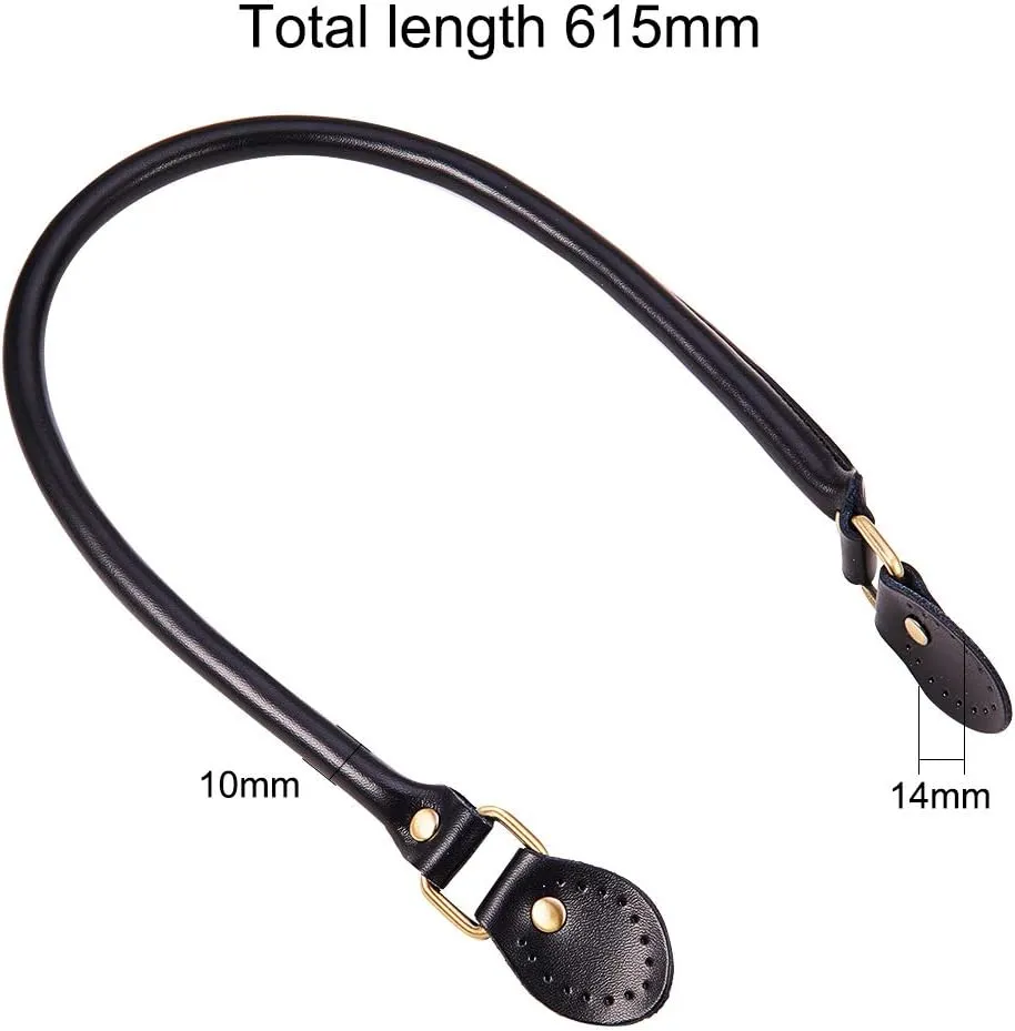 PH PandaHall 2pcs Leather Purse Handles 24.2” Sew On Bag Handles Purse Replacement Strap Black PU Leather Handbag Strap for Purses Handbag Shoulder Crossbody Bag Tote Bag Making Supplies