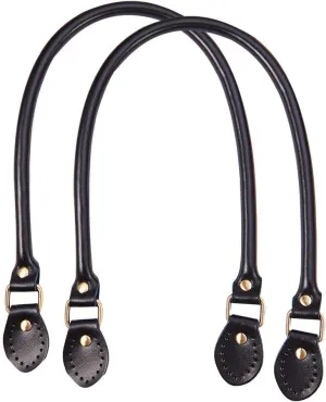 PH PandaHall 2pcs Leather Purse Handles 24.2” Sew On Bag Handles Purse Replacement Strap Black PU Leather Handbag Strap for Purses Handbag Shoulder Crossbody Bag Tote Bag Making Supplies
