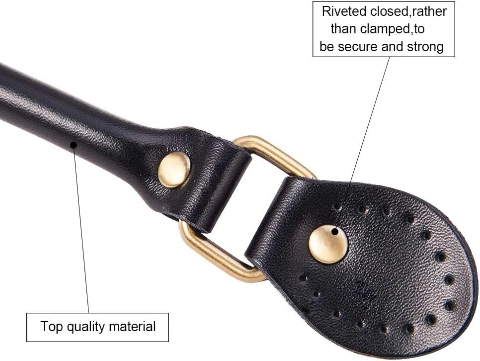 PH PandaHall 2pcs Leather Purse Handles 24.2” Sew On Bag Handles Purse Replacement Strap Black PU Leather Handbag Strap for Purses Handbag Shoulder Crossbody Bag Tote Bag Making Supplies