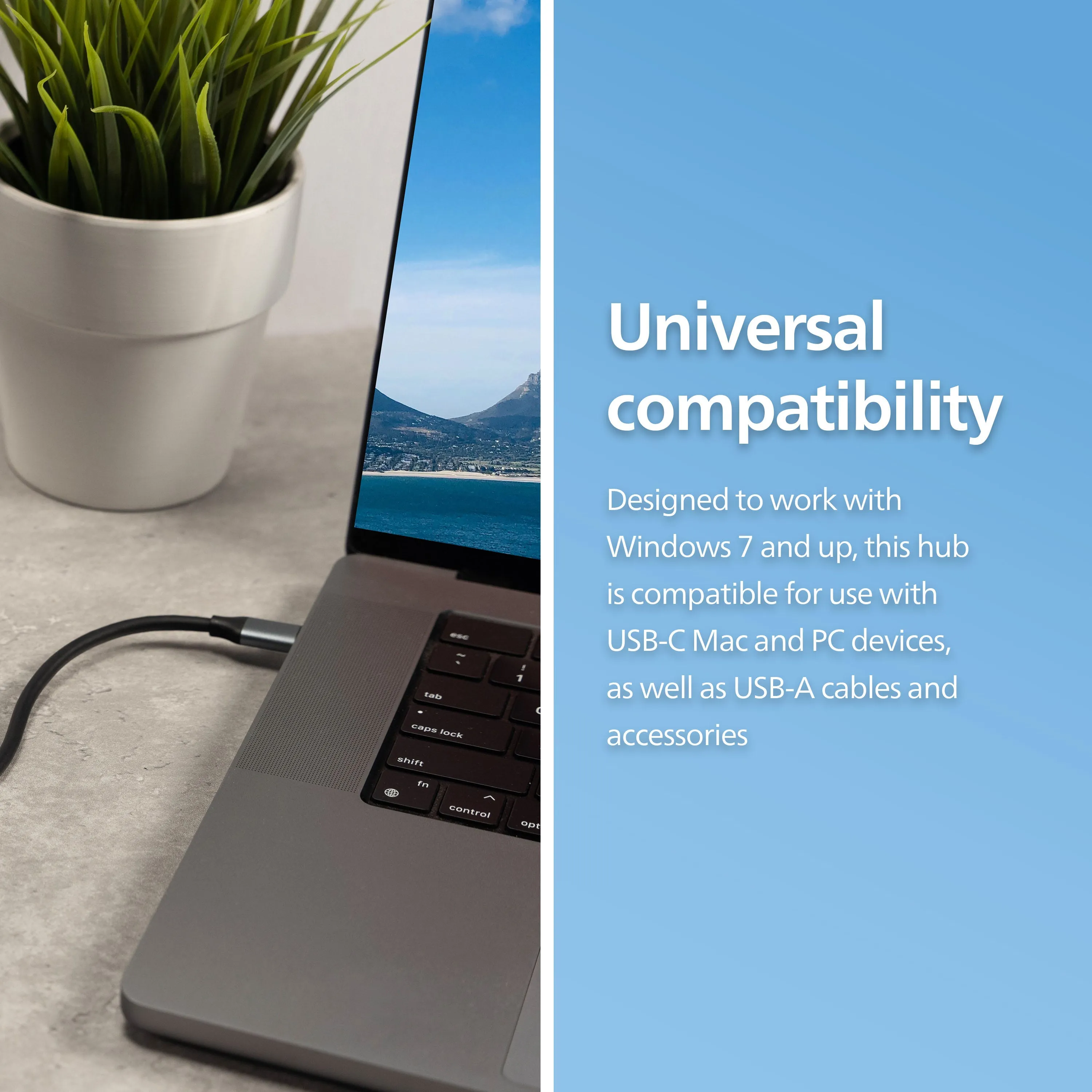 Philips USB-C to USB-A 4-Port Adapter, Silver