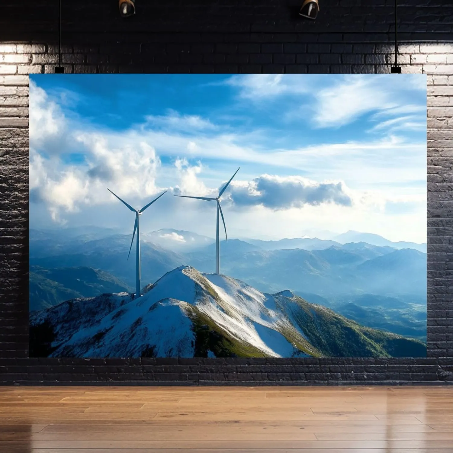 Photography Backdrop Photography Background Aerial Photography Alpine Wind Farm for Photoshoot Portrait Photo Studio Video Prop Birthday Party Booth Decoration 7x5ft