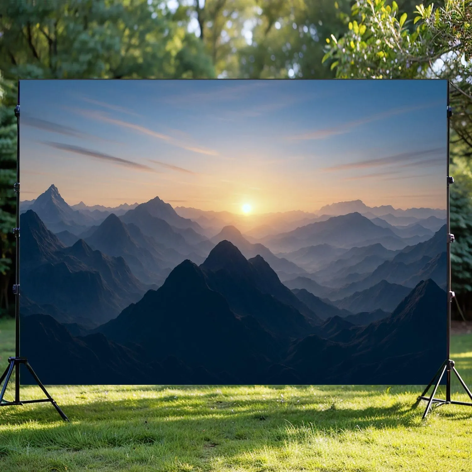 Photography Backdrop Photography Background Aerial View Misty Mountains Sunrise for Photoshoot Portrait Photo Studio Video Prop Birthday Party Booth Decoration 7x5ft