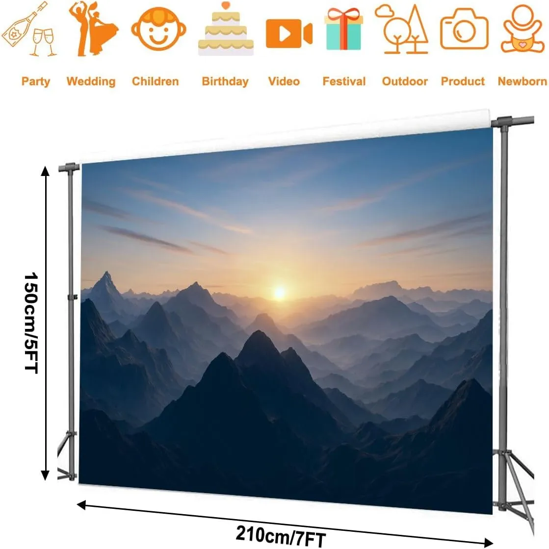 Photography Backdrop Photography Background Aerial View Misty Mountains Sunrise for Photoshoot Portrait Photo Studio Video Prop Birthday Party Booth Decoration 7x5ft